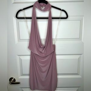 Cute Lilac Backless mini Dress with deep cleavage Cut. Size Small.
